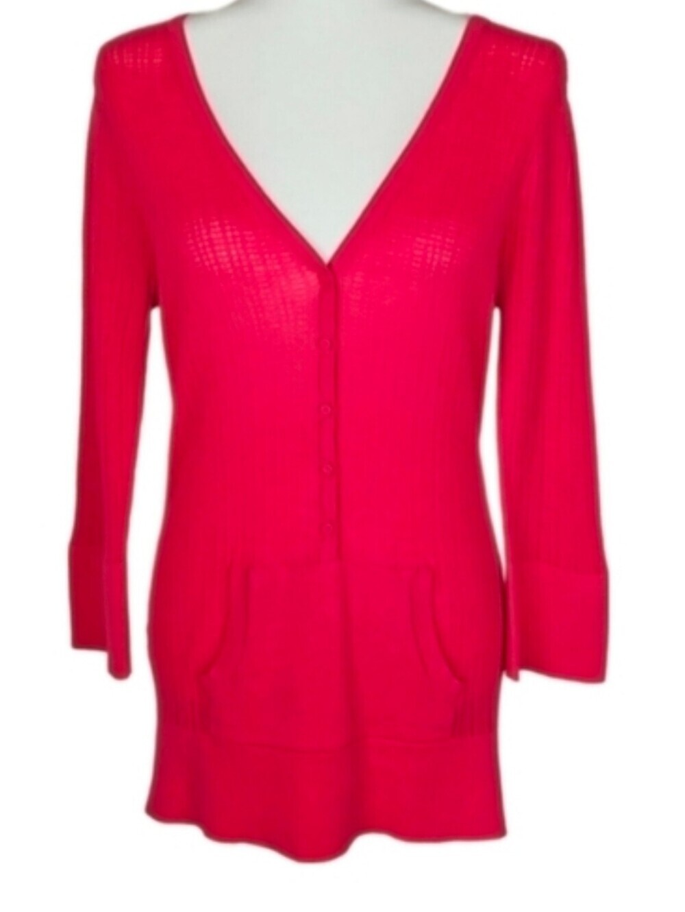 Calvin Klein Cardigan Sweater Pink Kangaroo Pocket L